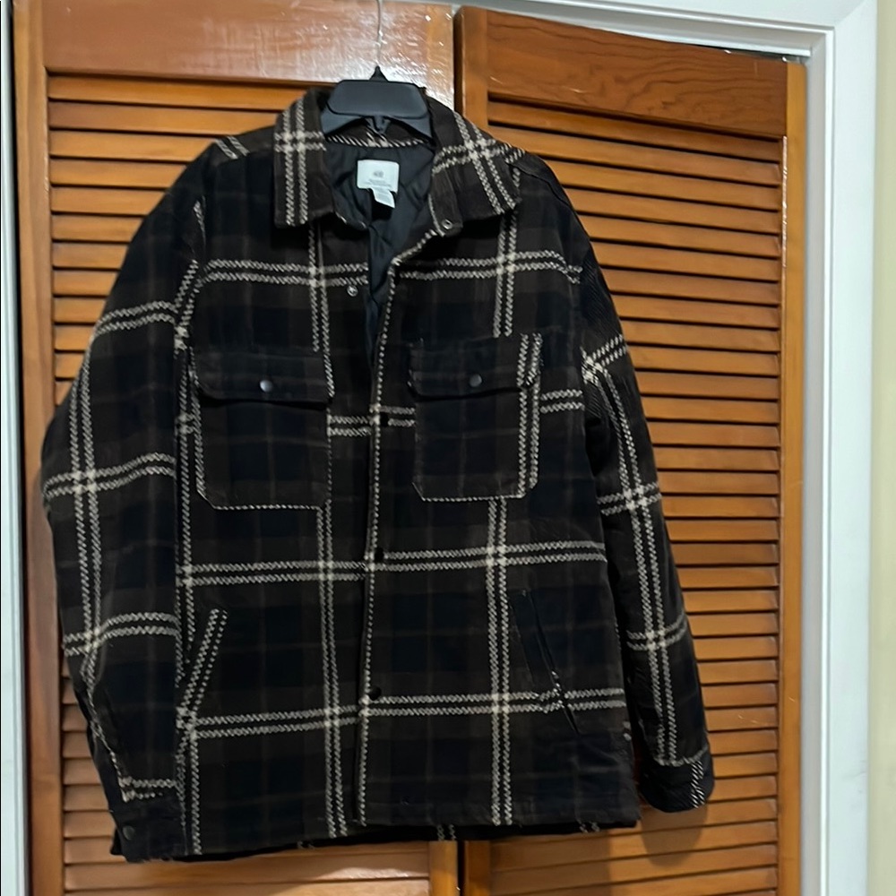 H&M Black and Brown Lightweight Shirt Jacket